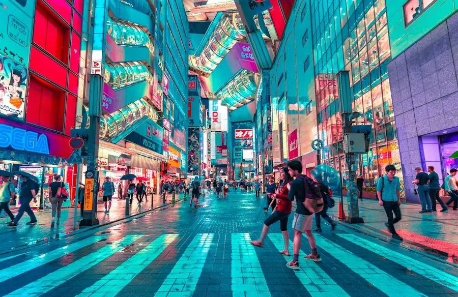 Tokyo streets glowing at twilight